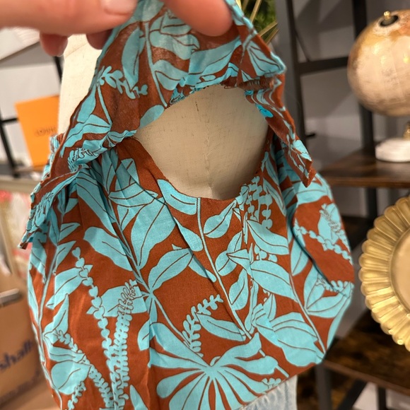 NWT Janie and Jack Floral Cold-Shoulder Top- Blue and Brown - Picture 5 of 5